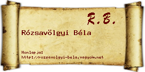 Rózsavölgyi Béla névjegykártya